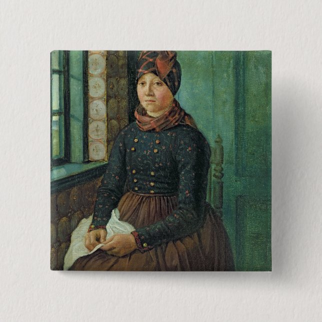 Bóton Quadrado 5.08cm Menina de Fano, 1834 (Frente)