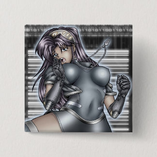 Bóton Quadrado 5.08cm Menina do Anime do Cyber