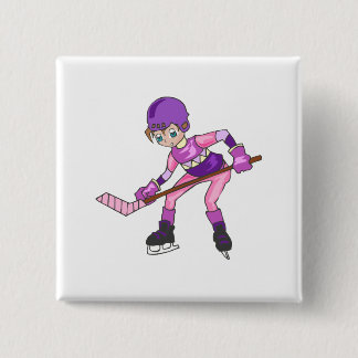 Bóton Quadrado 5.08cm Menina do hóquei do Anime