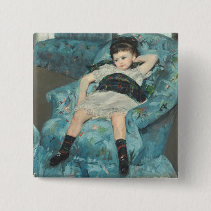 Bóton Quadrado 5.08cm Menina em uma poltrona azul, 1878 (oi