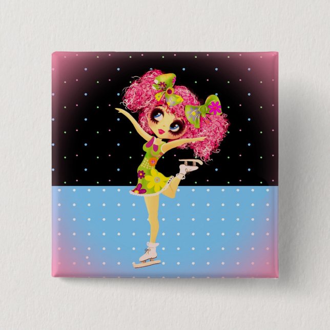 Bóton Quadrado 5.08cm Menina Icessionária da Bonita Figura Caçadora pers (Frente)