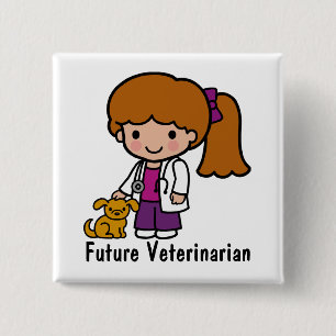 Bóton Quadrado 5.08cm Menina Veterinária Cuja cachorra