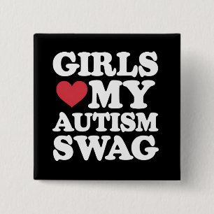 Bóton Quadrado 5.08cm Meninas Adoram Meu Autismo Engagam Engraçada Consc