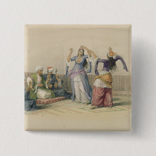 Bóton Quadrado 5.08cm Meninas de dança no Cairo, 'de Egipto e de Nubia