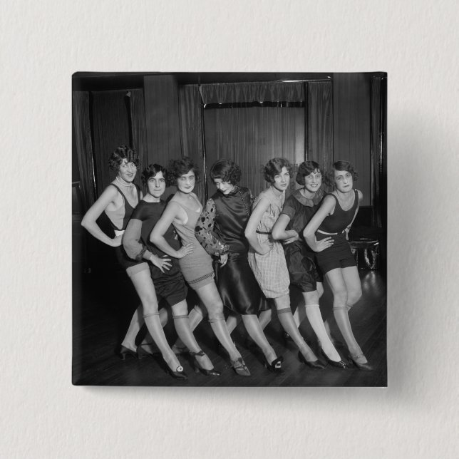 Bóton Quadrado 5.08cm Meninas do Flapper: 1925 (Frente)