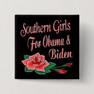 Bóton Quadrado 5.08cm Meninas do sul para Obama Biden