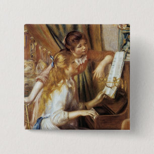 Bóton Quadrado 5.08cm Meninas no Piano
