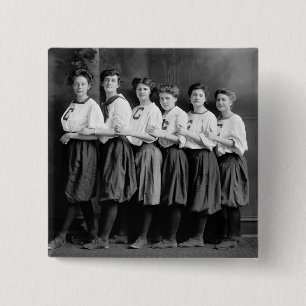 Bóton Quadrado 5.08cm Meninas nos Bloomers, 1900s adiantados