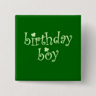 Bóton Quadrado 5.08cm Menino do aniversário de St Patrick com trevos
