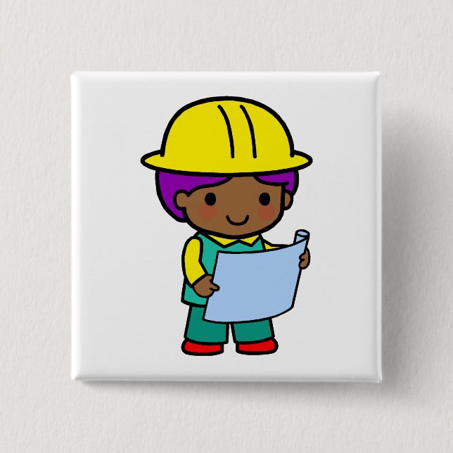 Bóton Quadrado 5.08cm Menino do arquiteto (Frente)
