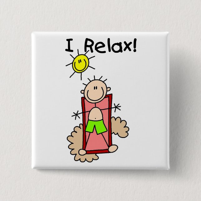 Bóton Quadrado 5.08cm Menino eu relaxo o camiseta e os presentes (Frente)
