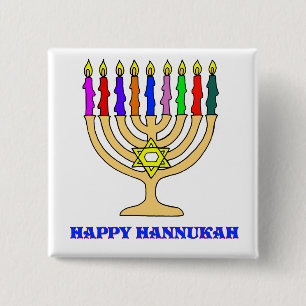 Bóton Quadrado 5.08cm Menorah brilhante