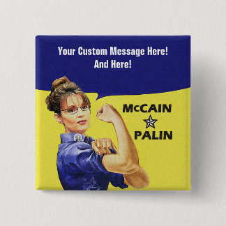 Bóton Quadrado 5.08cm Mensagem customizável Sarah Palin
