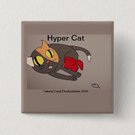 Bóton Quadrado 5.08cm Merch OFICIAL do Botão Hyper Cat