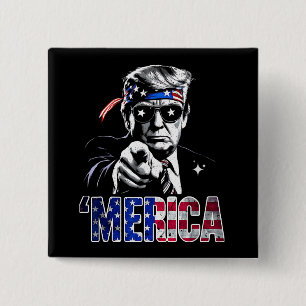 Bóton Quadrado 5.08cm Merica Trump American Flag EUA