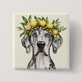 Bóton Quadrado 5.08cm Merle Great Dane Dog Lemon Crown