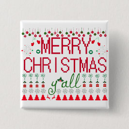 Bóton Quadrado 5.08cm Merry Christmas y'all Ugly Sweater