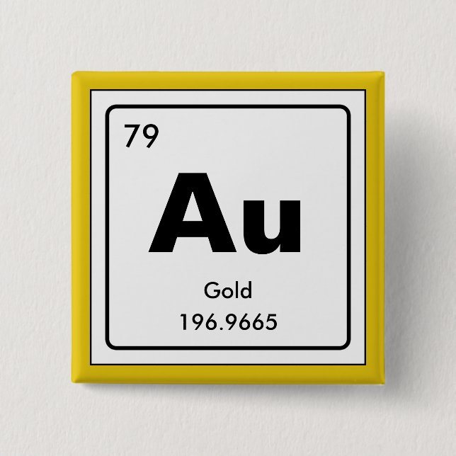 Bóton Quadrado 5.08cm mesa periódica química dos elementos: Au (Frente)