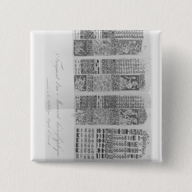 Bóton Quadrado 5.08cm Mesas astronômicas maias com os eclipses (Frente)