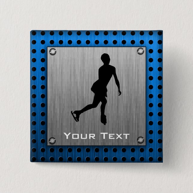 Bóton Quadrado 5.08cm Metal escovado falso; Patinagem artística (Frente)