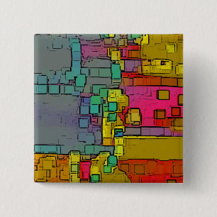 Bóton Quadrado 5.08cm "Metrô" Arte Geométrica