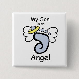 Bóton Quadrado 5.08cm Meu filho é um Pin do anjo