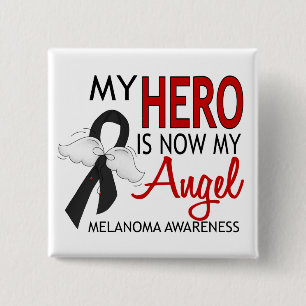 Bóton Quadrado 5.08cm Meu herói é minha melanoma do anjo