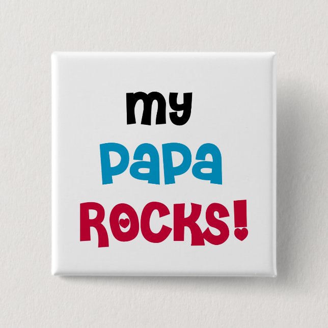 Bóton Quadrado 5.08cm Meu Papa Rocks Camisetas e presentes (Frente)