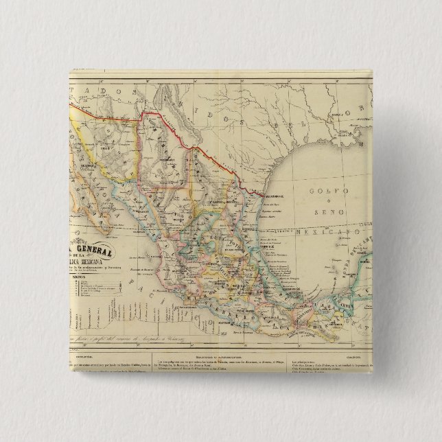 Bóton Quadrado 5.08cm México (Frente)