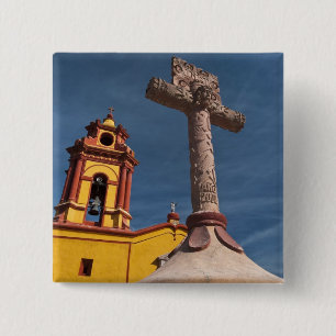 Bóton Quadrado 5.08cm México, Bernal. Vista da Igreja de San Sebastian