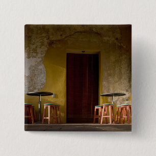 Bóton Quadrado 5.08cm México, Oaxaca, à tarde luzes do sol da varanda