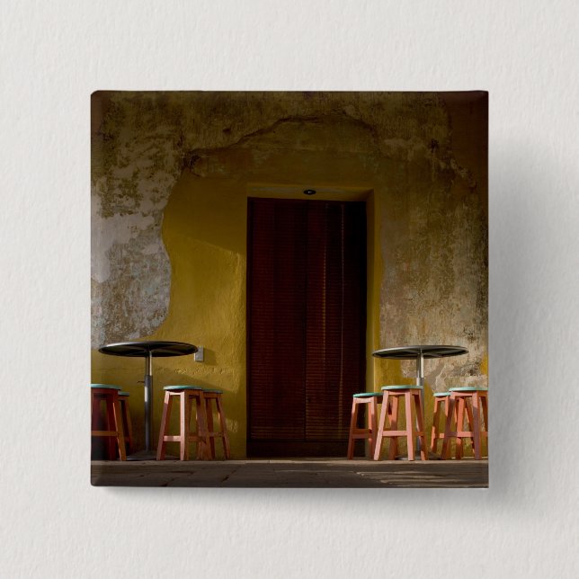 Bóton Quadrado 5.08cm México, Oaxaca, à tarde luzes do sol da varanda (Frente)