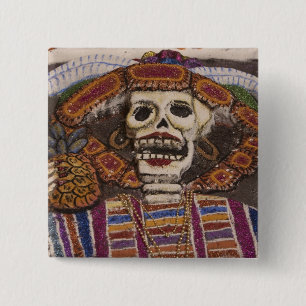 Bóton Quadrado 5.08cm México, Oaxaca. Tapeçaria de areia (tapete de aren