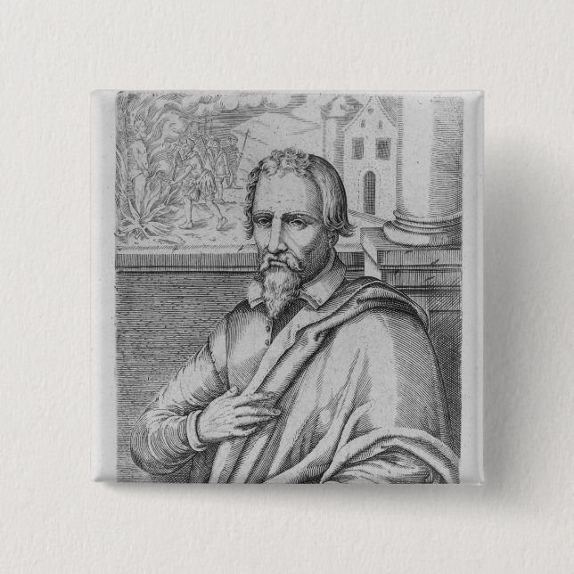 Bóton Quadrado 5.08cm Michael Servetus (Frente)