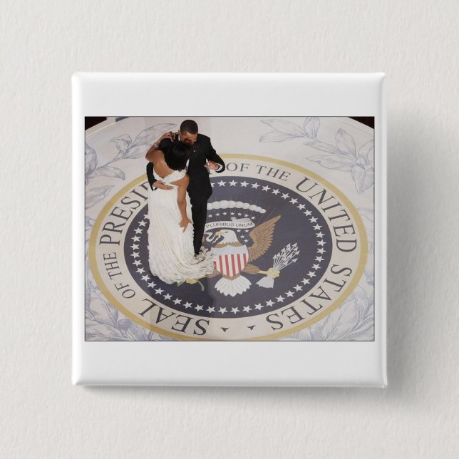 Bóton Quadrado 5.08cm Michelle e Barack Obama (Frente)