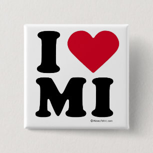 BÓTON QUADRADO 5.08CM MICHIGAN - "EU AMO" DO MI/"MIM AMO" DE