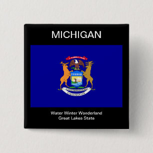Bóton Quadrado 5.08cm Michigan Flag