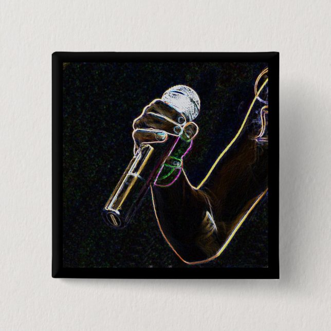 Bóton Quadrado 5.08cm micro quadrado do botão da canção do cantor da (Frente)