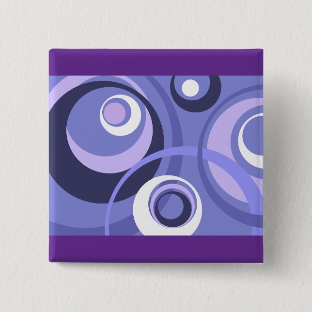 Bóton Quadrado 5.08cm Mid-Century Geometric Purple Circles Abstract (Frente)