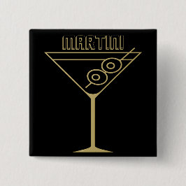 Bóton Quadrado 5.08cm Mid Century Modern Gold 2 Olive Martini