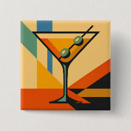 Bóton Quadrado 5.08cm Mid Century Modern Sunrise Bauhaus Martini