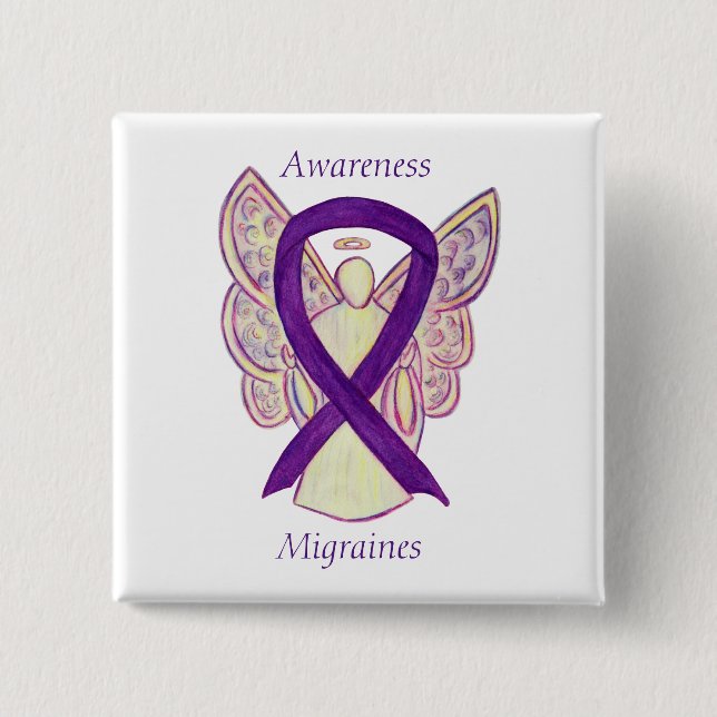 Bóton Quadrado 5.08cm Migra o Pino Personalizado do Anjo da Fita de Sens (Frente)