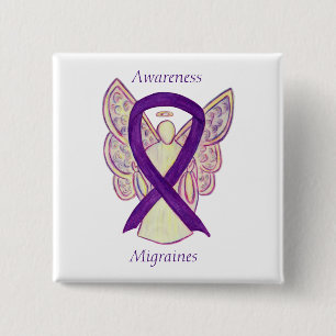 Bóton Quadrado 5.08cm Migra o Pino Personalizado do Anjo da Fita de Sens