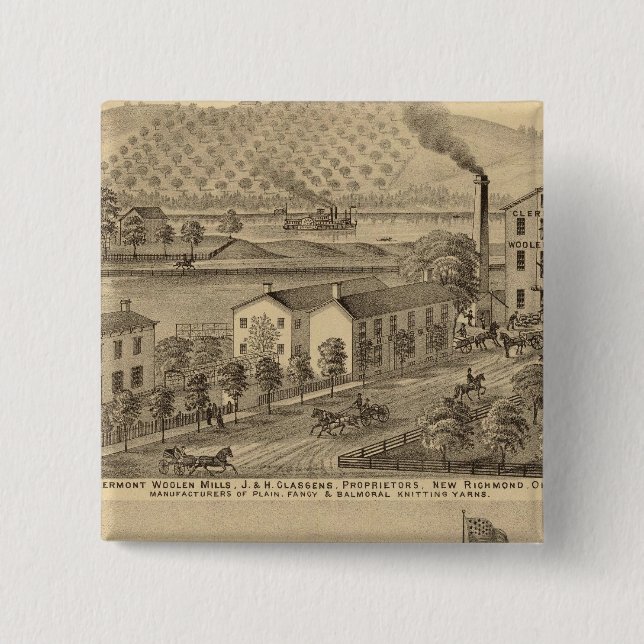 Bóton Quadrado 5.08cm Milhas de Clermont Woolen (Frente)