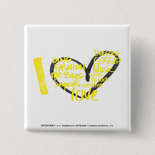 Bóton Quadrado 5.08cm Mim amarelo dos grafites do coração
