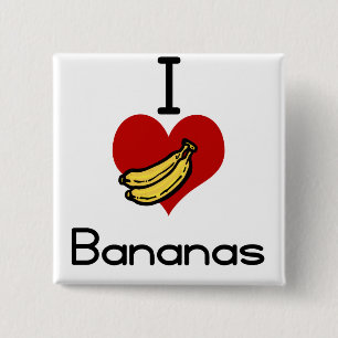 Bóton Quadrado 5.08cm Mim bananas do amor-coração