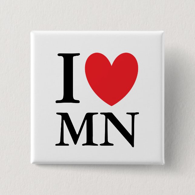 Bóton Quadrado 5.08cm Mim coração Minnesota (Frente)