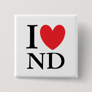 Bóton Quadrado 5.08cm Mim coração North Dakota