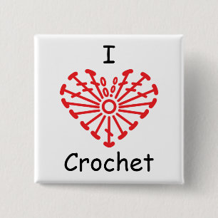 Bóton Quadrado 5.08cm Mim Crochet do coração - teste padrão da carta 