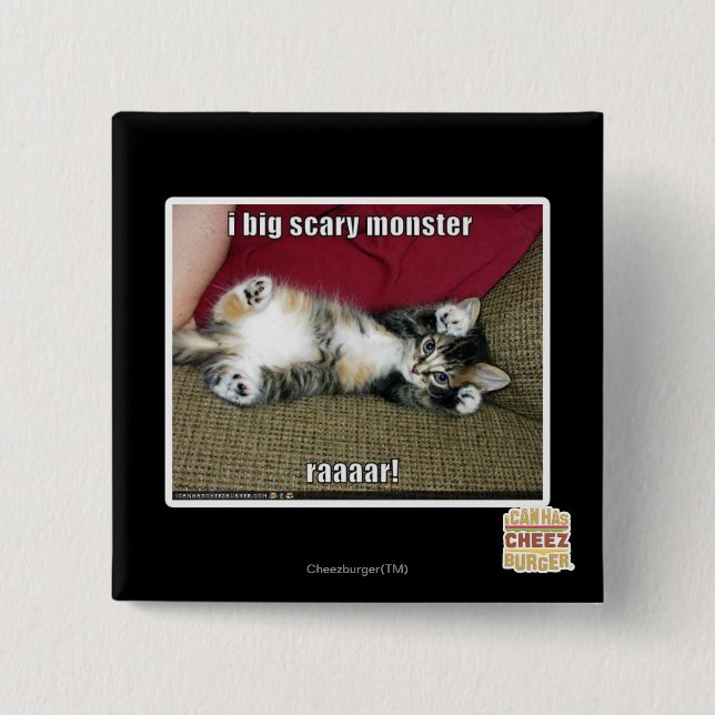 Bóton Quadrado 5.08cm Mim monstro assustador grande (Frente)